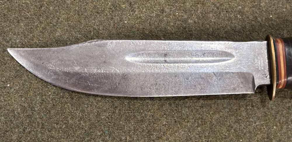 Vintage 1950s - Solingen Germany - ERN - Hunting Knife -Stacked Leather -img-2