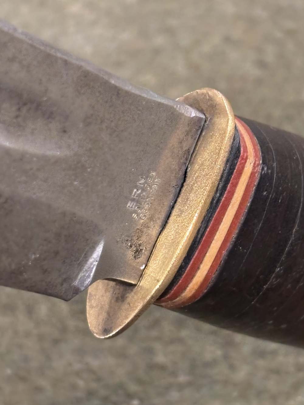 Vintage 1950s - Solingen Germany - ERN - Hunting Knife -Stacked Leather -img-30