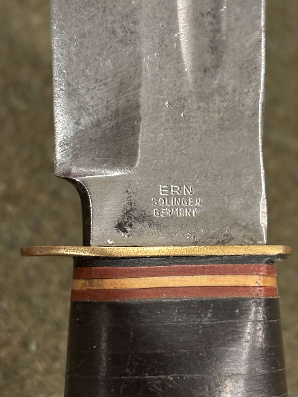 Vintage 1950s - Solingen Germany - ERN - Hunting Knife -Stacked Leather -img-3