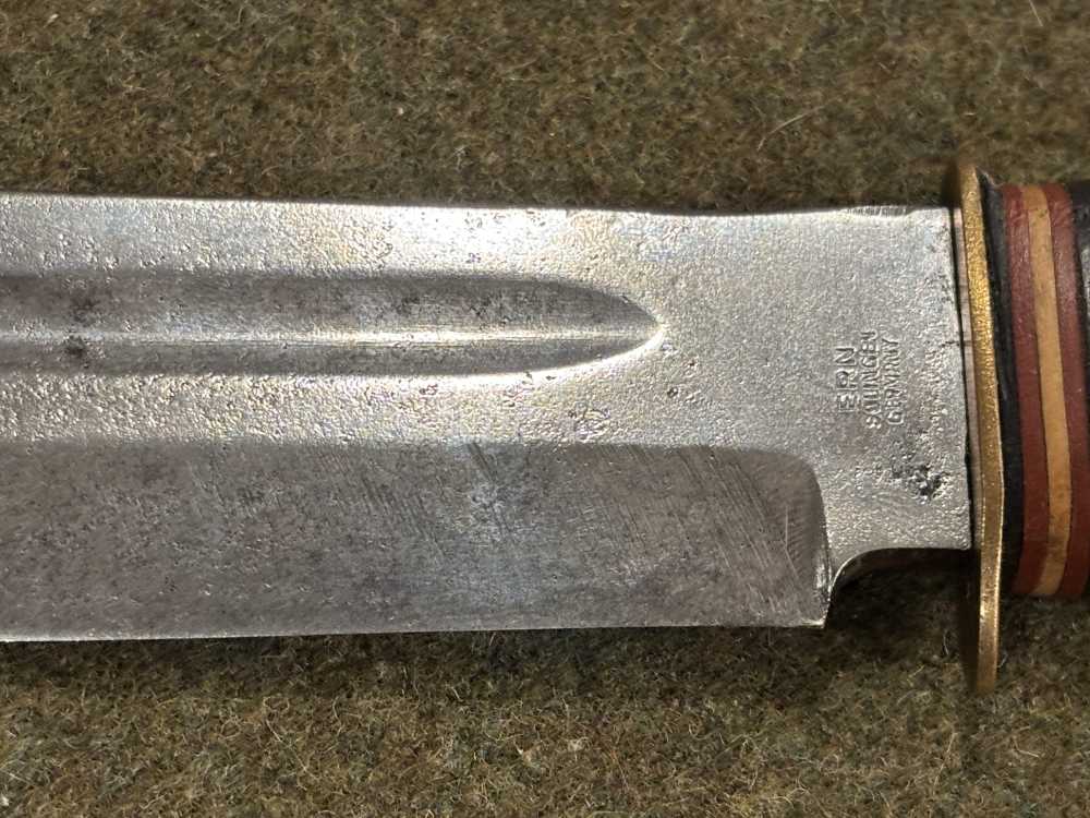 Vintage 1950s - Solingen Germany - ERN - Hunting Knife -Stacked Leather -img-17