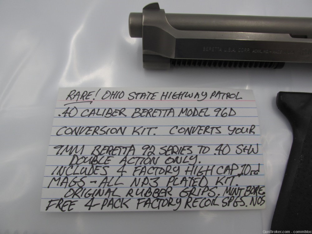 oshp beretta 96d .40 caliber ohio state highway patrol parts kit lot 40s&w-img-1