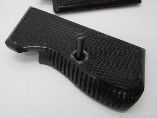 swiss sig p210 military police issue early gloss black bakelite grip set-img-3