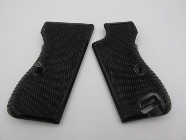 swiss sig p210 military police issue early gloss black bakelite grip set-img-0