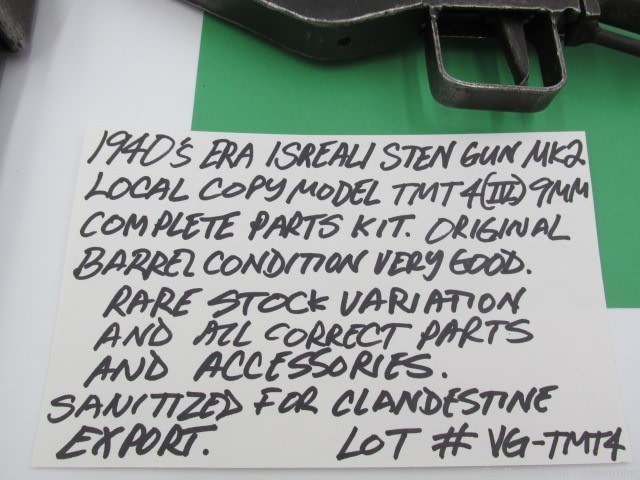 israeli made 1940's era 9mm hagana sten mk2 model tmt4 parts kit og barrel-img-1