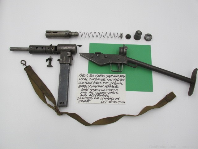 israeli made 1940's era 9mm hagana sten mk2 model tmt4 parts kit og barrel-img-0