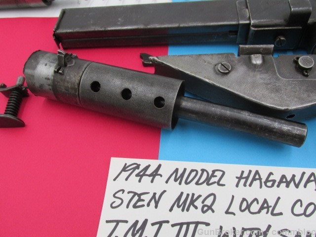israeli made 1940's era 9mm hagana sten mk2 model tmt3 parts kit og barrel-img-31