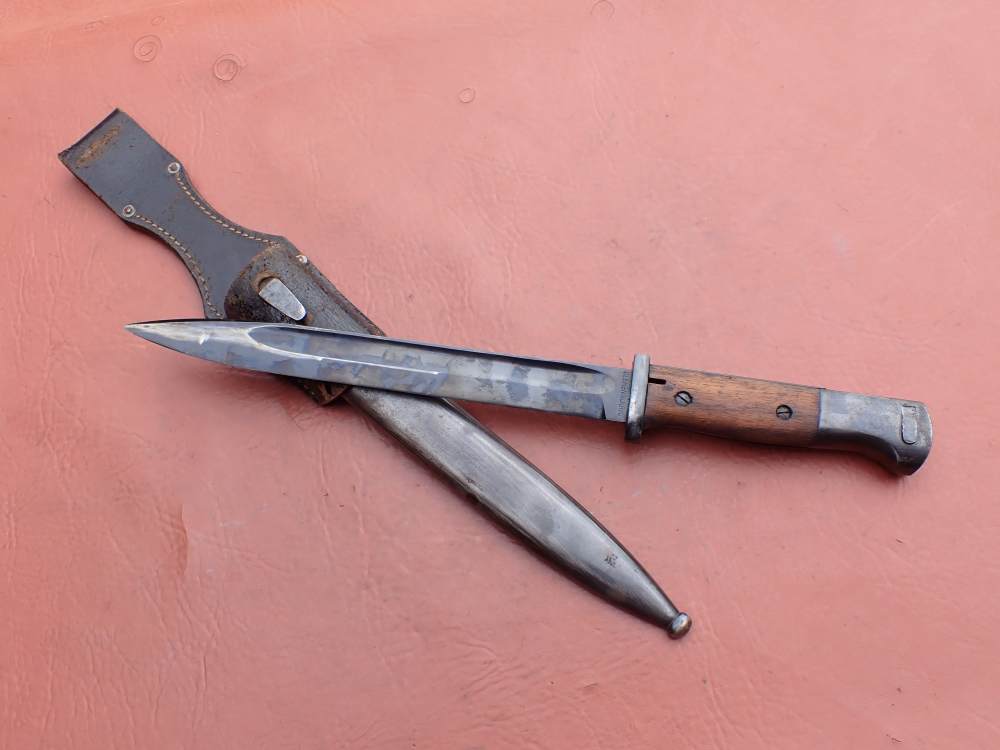 GERMAN WWII 98K BAYONET w/ SCABBARD & FROG CLEMEN & JUNG PRIVATE PURCHASE-img-1