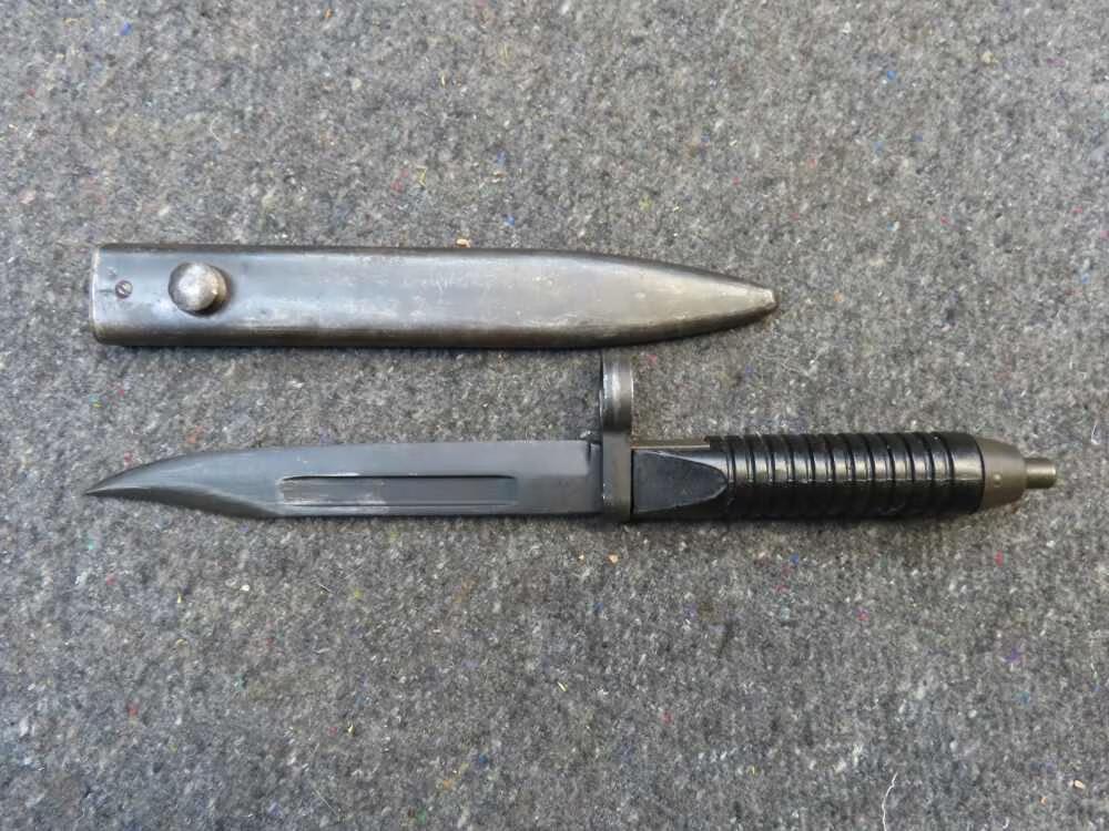 PAKISTANI HK G3 RIFLE BAYONET w/ SCABBARD BOWIE BLADE POF MARKED DATED 1969-img-0
