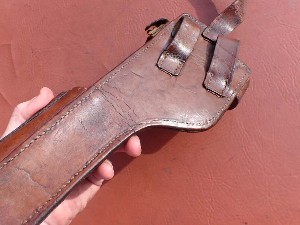 IMPERIAL WWI GERMAN MAUSER BROOMHANDLE STOCK LEATHER HOLSTER DATED 1918-img-42