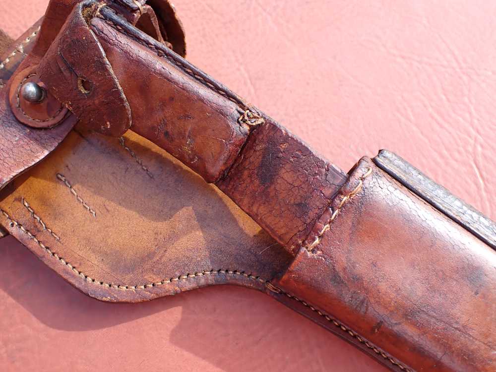 IMPERIAL WWI GERMAN MAUSER BROOMHANDLE STOCK LEATHER HOLSTER DATED 1918-img-6