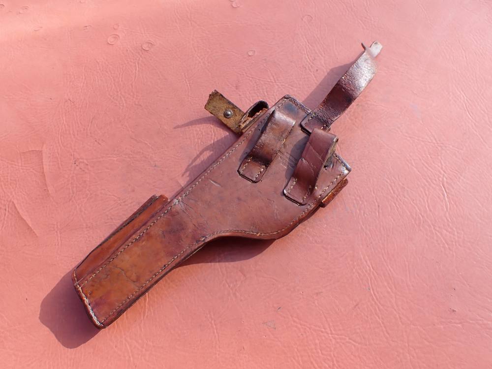 IMPERIAL WWI GERMAN MAUSER BROOMHANDLE STOCK LEATHER HOLSTER DATED 1918-img-1