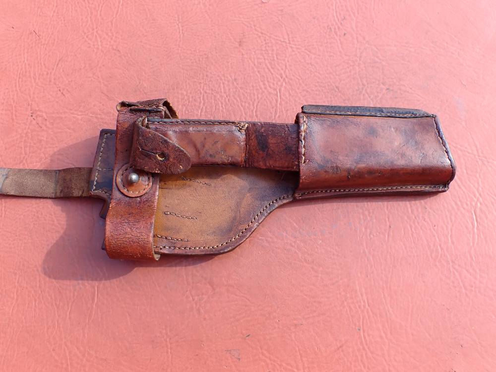 IMPERIAL WWI GERMAN MAUSER BROOMHANDLE STOCK LEATHER HOLSTER DATED 1918-img-46