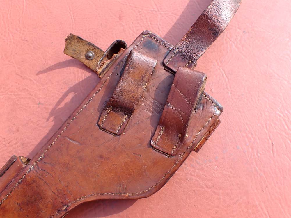 IMPERIAL WWI GERMAN MAUSER BROOMHANDLE STOCK LEATHER HOLSTER DATED 1918-img-13