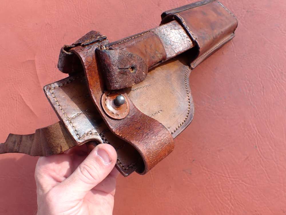 IMPERIAL WWI GERMAN MAUSER BROOMHANDLE STOCK LEATHER HOLSTER DATED 1918-img-35