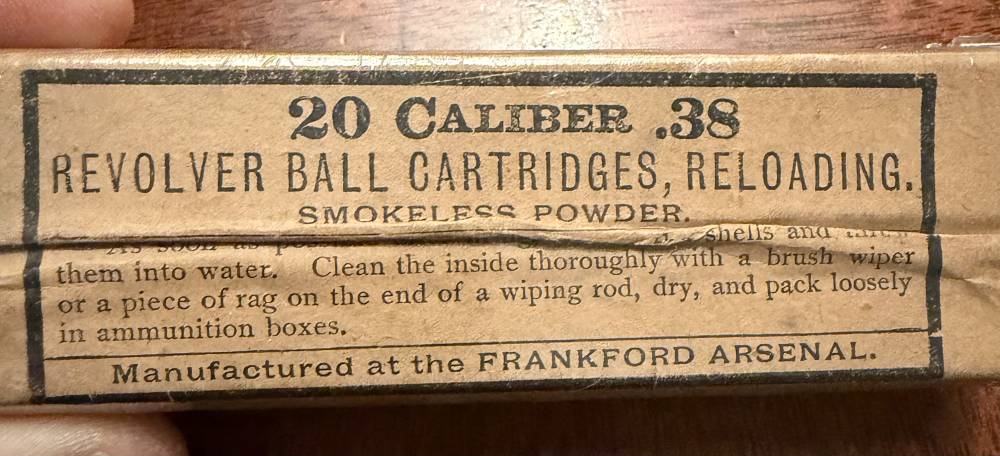 Unopened .38 caliber revolver military box 20 rounds ww1 US-img-4