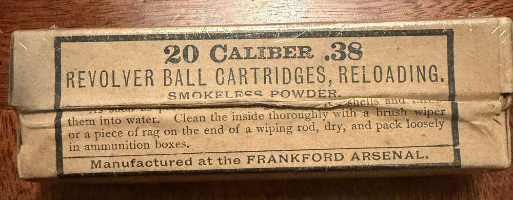 Unopened .38 caliber revolver military box 20 rounds ww1 US-img-0