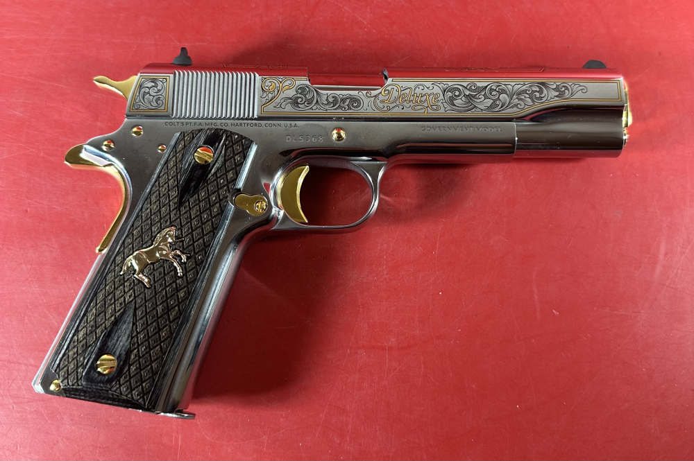 Colt 1911 38 Super Engraved with Gold – Davidson’s Deluxe Stainless Edition-img-1