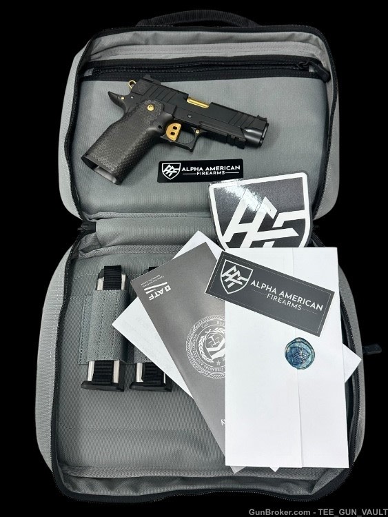 ALPHA AMERICAN AAF3 COMMANDER 4.25” 9MM OPTIC CUT BLACK/GOLD-img-2