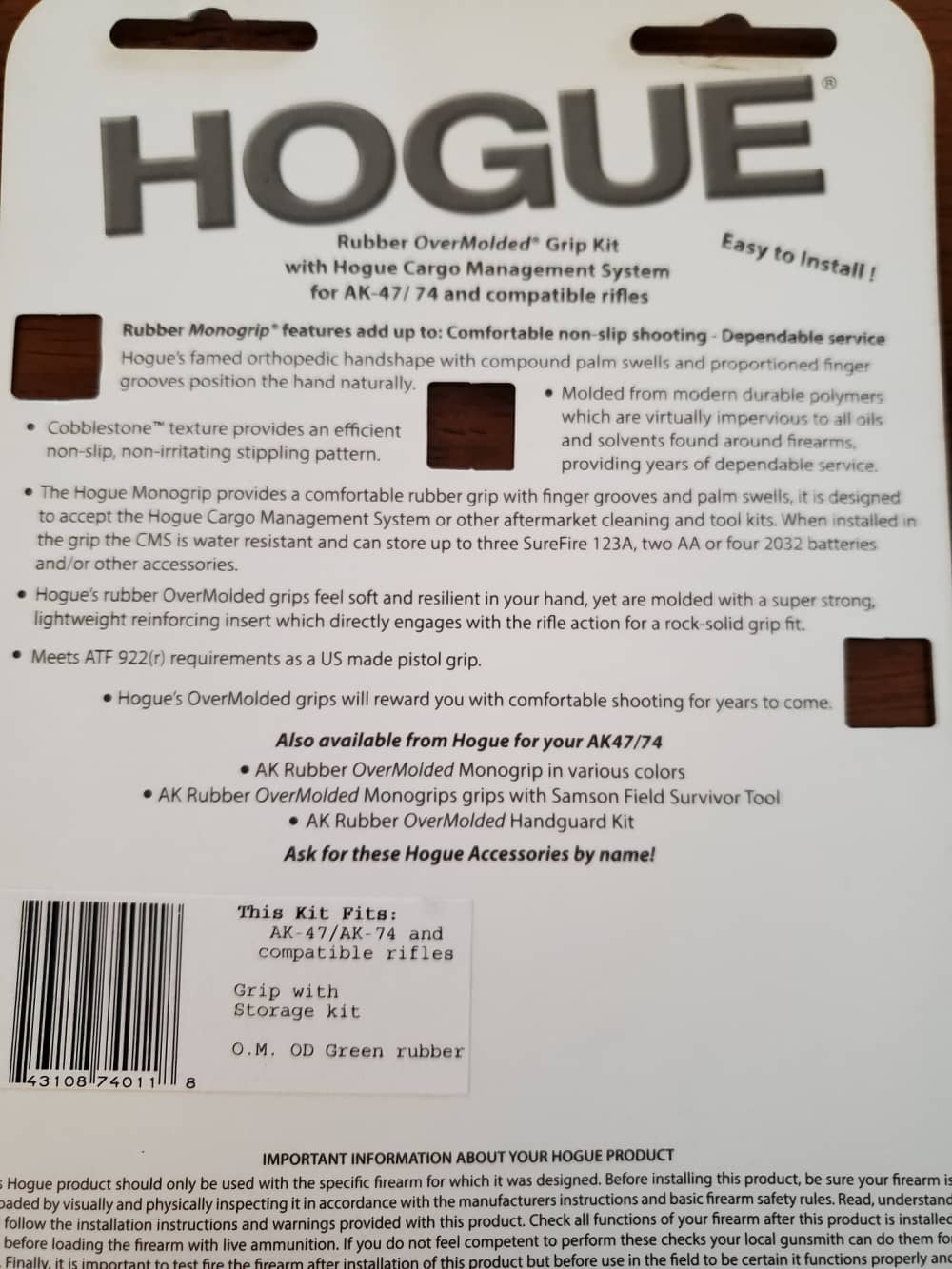 Hogue Monogrip Kit for AK47/74 w Cargo Management System OD Green-img-4