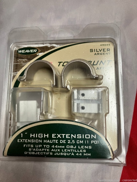 Weaver Top Mount High Ext. 1" Scope Rings Silver-img-1