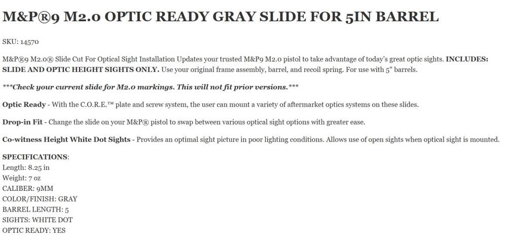 M&P®9 M2.0 Slide Assembly 5", Optic Ready GREY Slide For 5IN Barrel14570-img-5