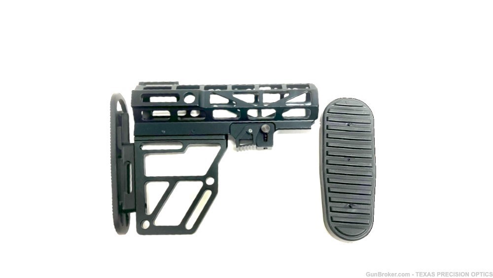 AR-15 Skeletonized Mil-Spec Aluminum Stock with rubber pad Black-img-1
