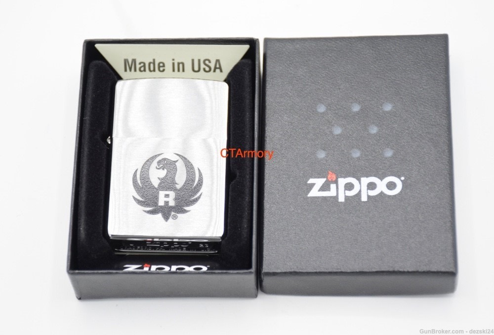 RUGER FIREARMS ZIPPO LIGHTER BRUSHED CHROME 10/22 5.7 LCP MINI14 LC CARBINE-img-0