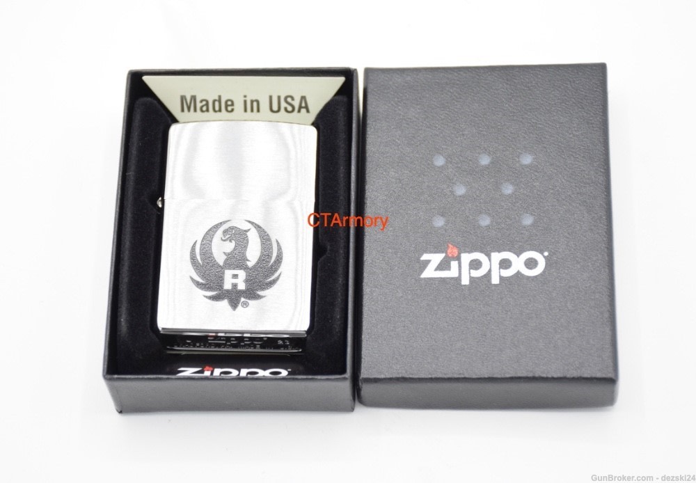 RUGER FIREARMS ZIPPO LIGHTER BRUSHED CHROME 10/22 5.7 LCP MINI14 LC CARBINE-img-1