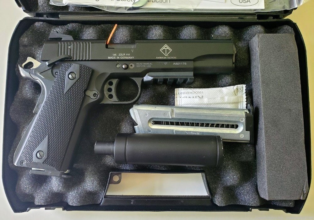ATI/GSG German Sports Night Sights 1911 .22LR 5" Black with Bonus ...-img-1