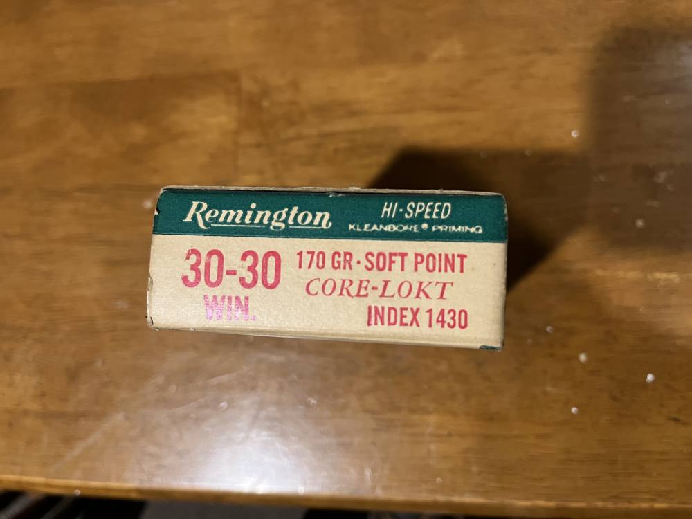 30-30 WINCHESTER AMMO NICE OLD BOX OF 20 ROUNDS REMINGTON CORE-LOKT -img-5