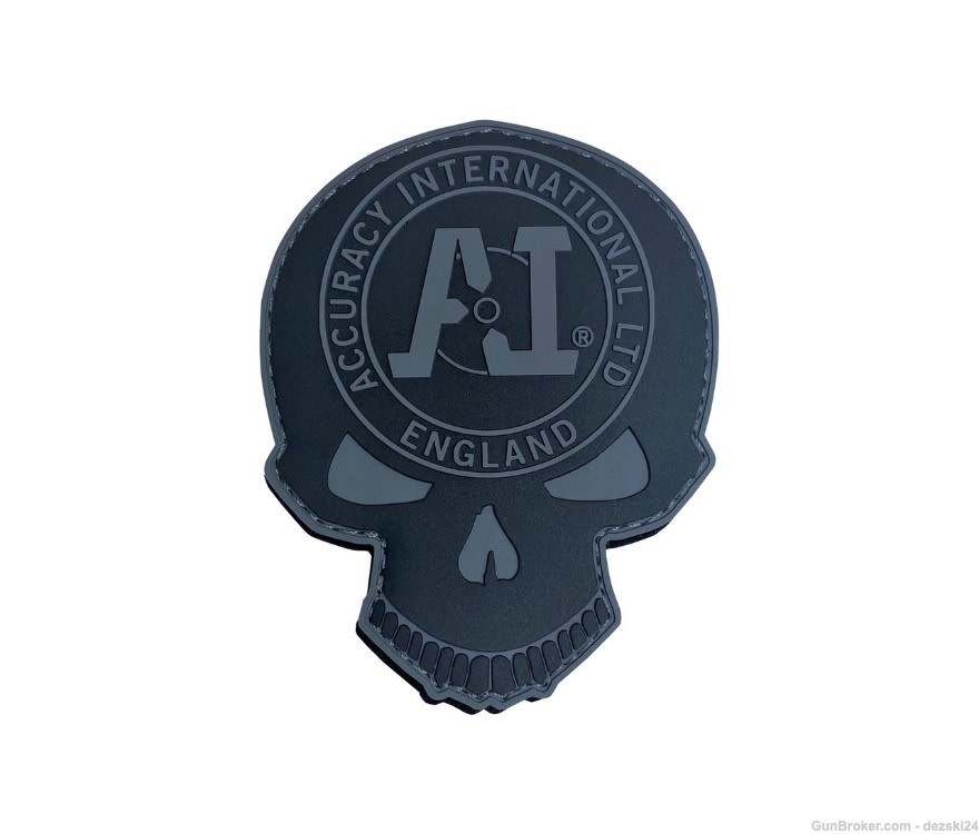 ACCURACY INTERNATIONAL LTD AI SKULL LOGO PATCH BLACK HOOK/LOOP BACKING AICS-img-0