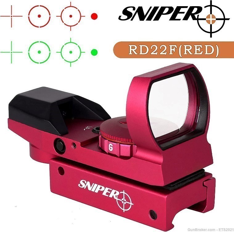 Red dot Holographic Reflex Sight 4 Type Reticle for 20mm Rails(RD22F Red)-img-0