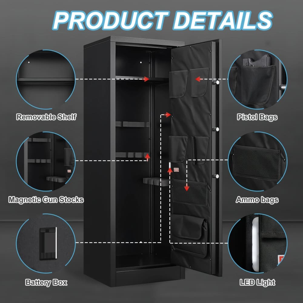 Large Gun Safe w/Dual Entry + Anti-Drill/Pry Door + Alarm 51"x15"x18" G56-img-3