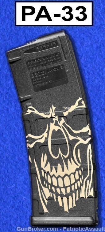 LASER ENGRAVED PMAG 30 GEN M2 - SKULL FACE - NO CC FEE - SHIPPING TO CA-img-1