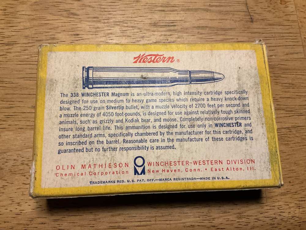 Winchester Super X 338 Win Mag 250 gr Silvertips 18 rounds in 1960’s box?  -img-3