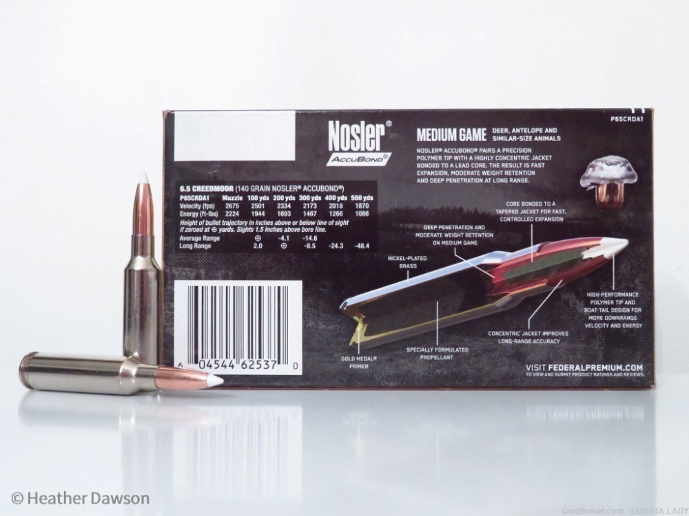 FEDERAL NOSLER ACCUBOND 6.5 Creedmoor 140 gr. 2675 FPS ammo P65CRDA1-img-2