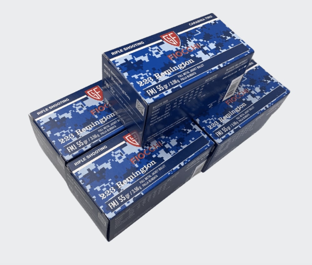 Fiocchi .223 Remington Ammunition 55Gr FMJ NEW 223 Ammo 250 Round Box AR15 -img-0