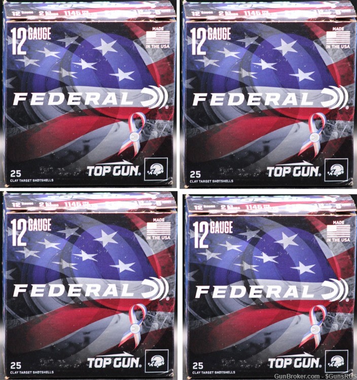 12 GA Federal Red White & Blue Shells TOP GUN No.8 2¾" Special Edition 100 -img-6