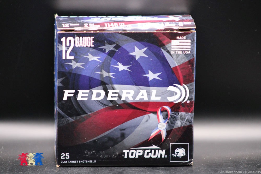 12 GA Federal Red White & Blue Shells TOP GUN No.8 2¾" Special Edition 100 -img-2