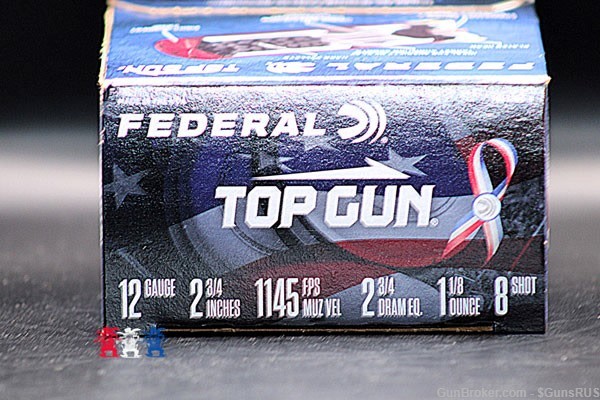 12 GA Federal Red White & Blue Shells TOP GUN No.8 2¾" Special Edition 100 -img-3