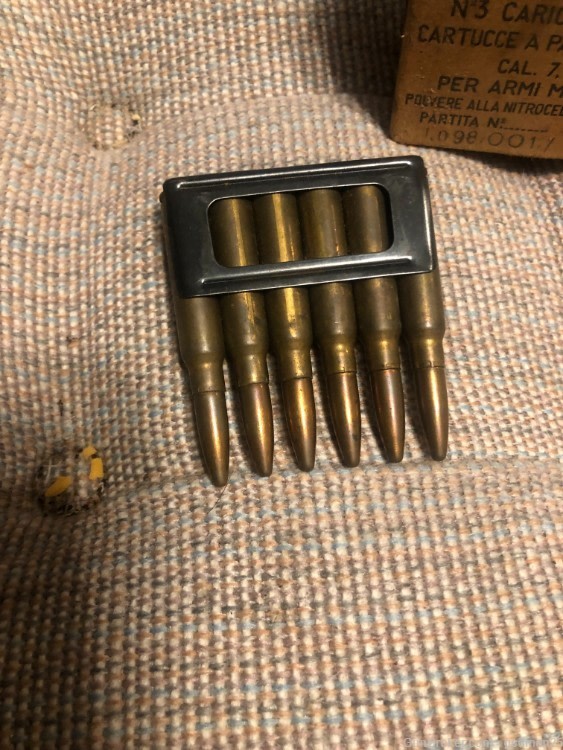 Vintage 7.35X51 CARCANO ITALIAN AMMUNITION 1939 box of 18-img-2
