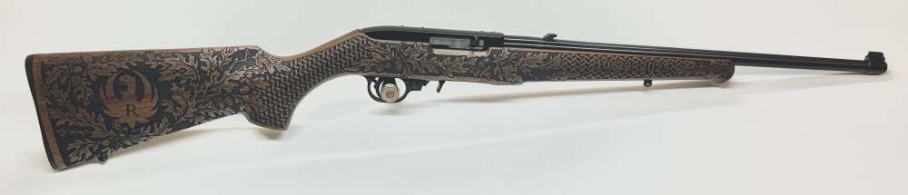 Ruger 10/22 Rifle with Engraved Wood Stock *NO CC FEE*-img-0