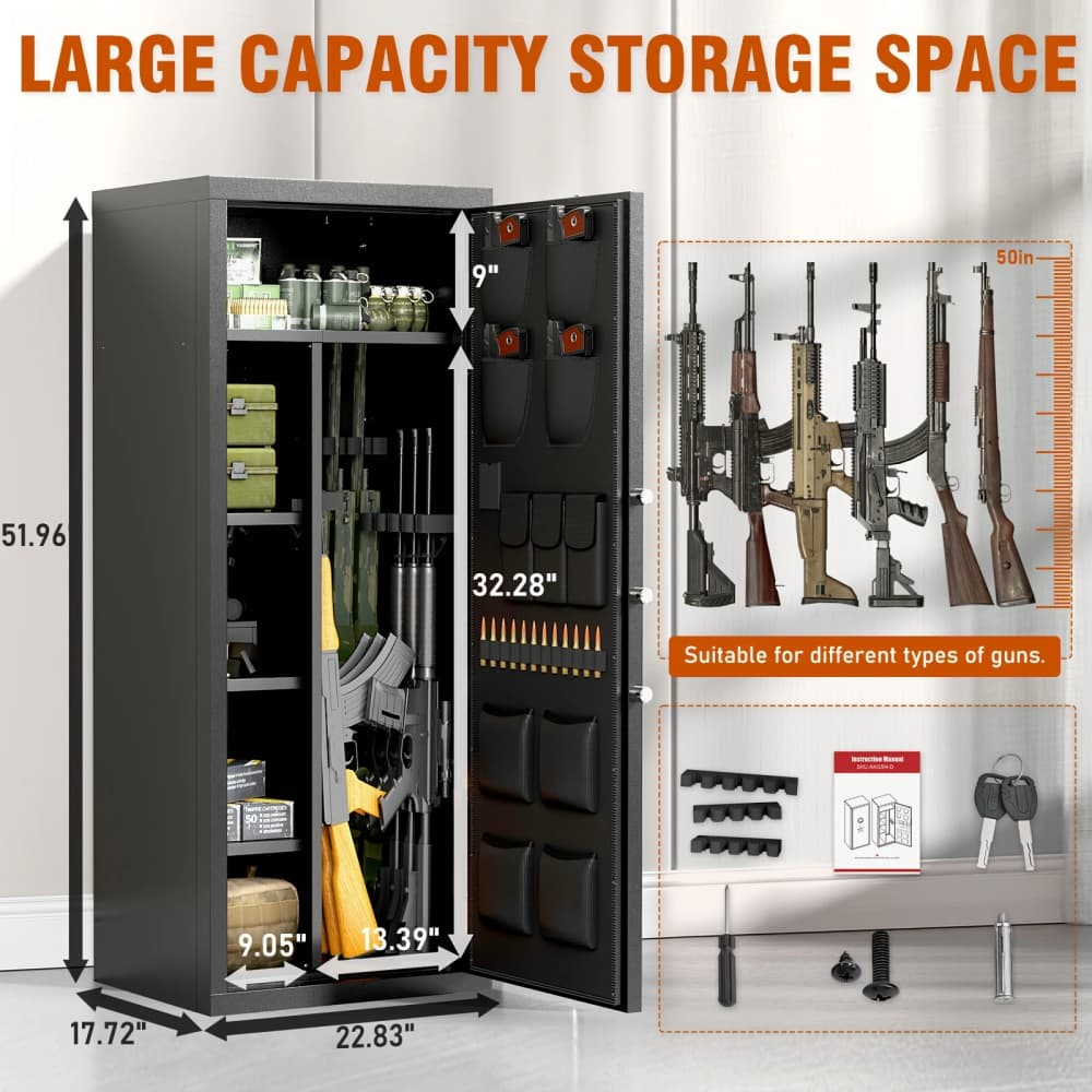 Extra Large Gun Safe Vault Style w/Backlit Keypad+Key Entry 52"x18"x23"G59-img-1