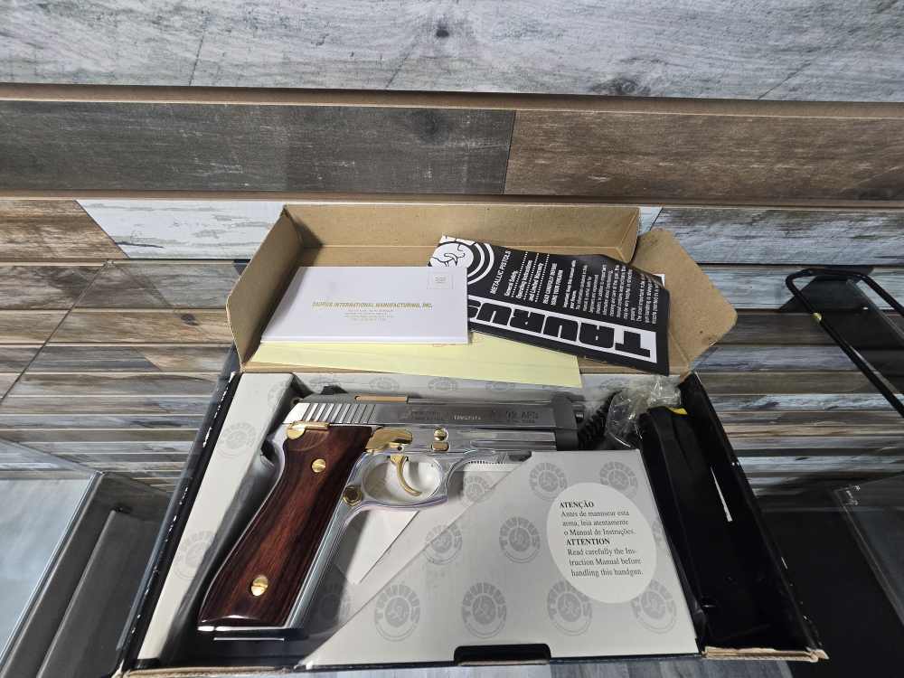 Taurus PT 92 AFS – Stainless Steel with Gold Accents (9mm)-img-1