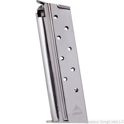 Mec-Gar 1911 10mm 8 round magazine with the nickel finish * MGCGOV10N-img-1