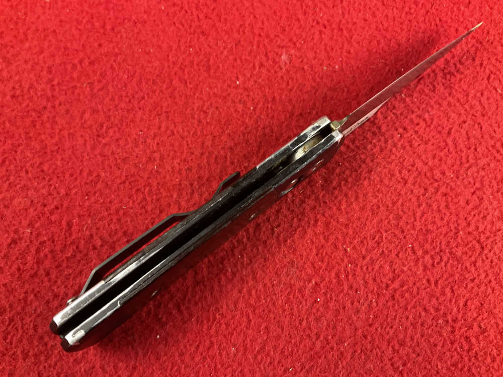 Vintage PROTECH GODSON knife used wood handle 154 steel blade -img-8