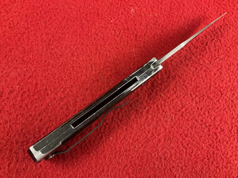 Vintage PROTECH GODSON knife used wood handle 154 steel blade -img-7