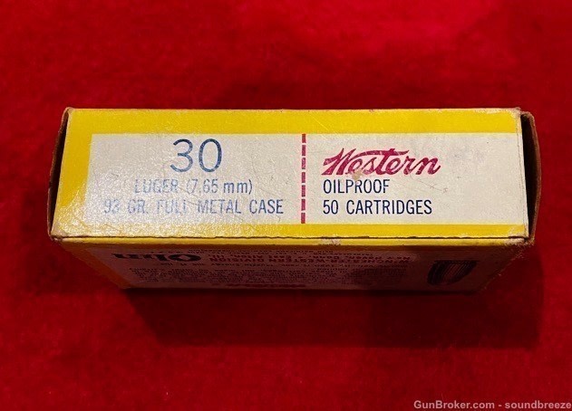 Vintage 1969 Full Box of Winchester Western .30 Luger Ammunition -img-5
