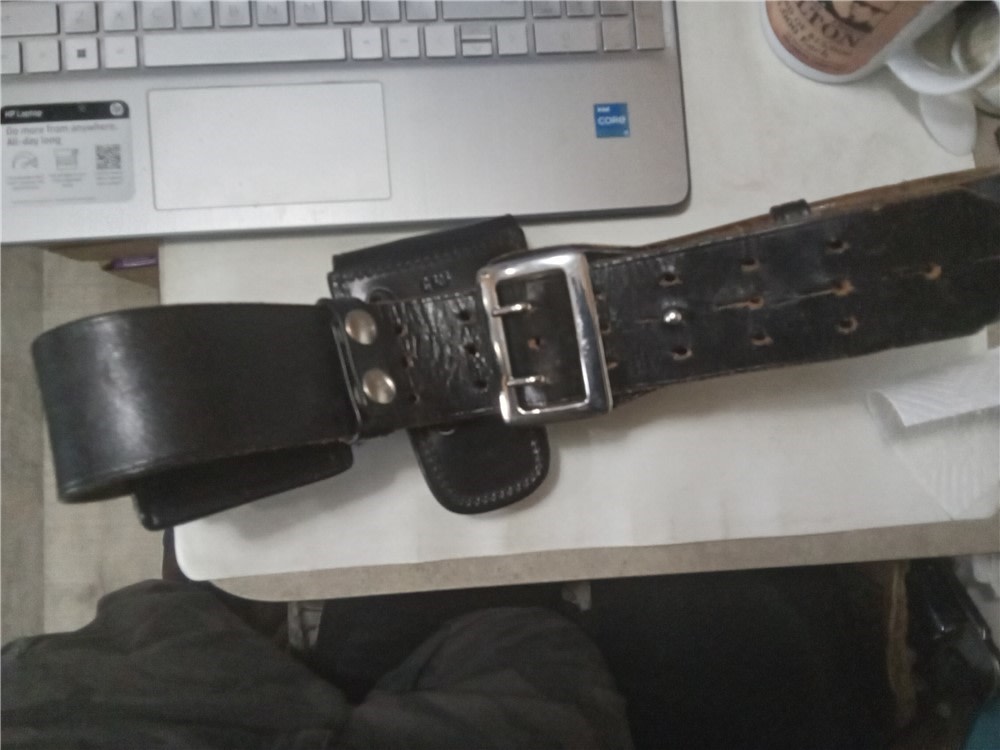 38" Police belt, hand cuff holder, HKS reload holder -img-0