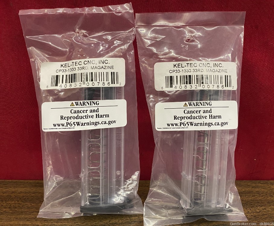 2 Kel-Tec CP33 .22LR 33 Round Clear Pistol Magazines-img-0